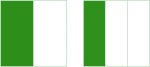 En firkant delt i to like store deler og den ene delen er grønn. Den samme firkanten delt på nytt, men i tre like store deler og en av disse er grønn.